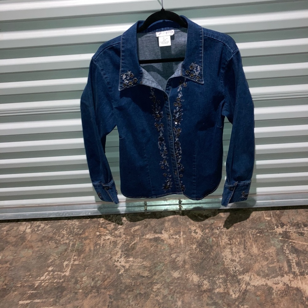 Susan Graver Jacket Women’s Size Large Embroidered Denim